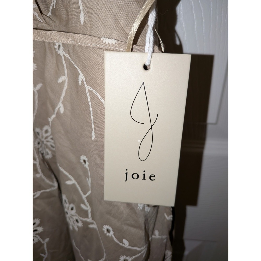 Joie Womens Tan Floral Embroidered Halter Wrap Dress Size 14 New With Tags - Picture 5 of 12